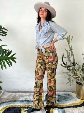 Wild Child Corduroy Pants in Cheetah Floral XXS